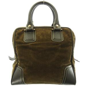 BALLY コーデュロイ切替 トート ハンドバッグ ジップ開閉 マルチポケット ブラウン系 29cm×33cm