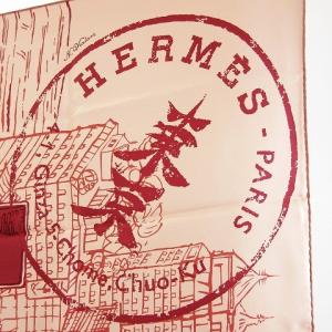 HERMES 限定品 カレ90 東京 de passage a tokyo スカーフ 総柄 ピンク