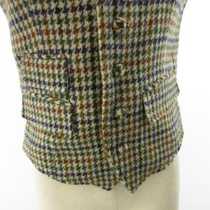 BEAMS BOY HARRIS TWEED ハリスツイード ベスト ジレ 前開き 千鳥格子柄 ヘリンボーン ウール ブラウン アイボリー