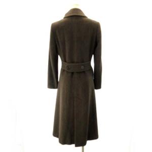 RALPH LAUREN ロング コート ダブル ラムウール アンゴラ 茶 ブラウン 7 約S ECR17
