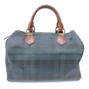 RALPH LAUREN ブラックウォッチ ミニボストンバッグ ハンドバッグ チェック ロゴプレート グリーン ネイビー 系 ECR17