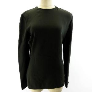 美品 ヴィンテージ シルク カットソー 長袖 ストレッチ バックジップ グリーン 38 S~M相当 ECR17