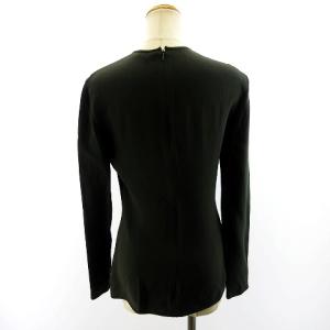 GIORGIO ARMANI 美品 ヴィンテージ シルク カットソー 長袖 ストレッチ バックジップ グリーン 38 S~M相当 ECR17
