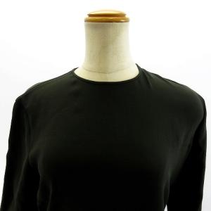 GIORGIO ARMANI 美品 ヴィンテージ シルク カットソー 長袖 ストレッチ バックジップ グリーン 38 S~M相当 ECR17