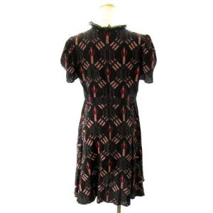 VALENTINO シルク ワンピース レース パフスリーブ プリーツ ラブブレード ハート柄 総柄 黒 6