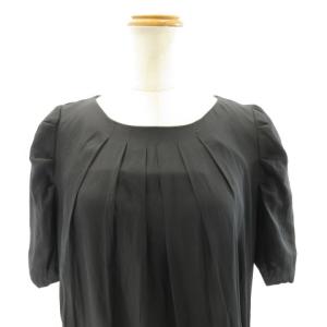 23区 タグ付き ワンピース 半袖 ギャザー フォーマル セレモニー 黒 ブラック 40 M ECR17