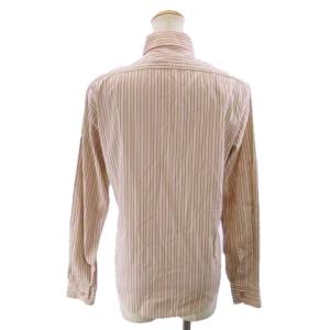 ETRO ストライプ ボタンダウンシャツ BDシャツ ロゴ 刺繍 コットン 長袖 ピンク グリーン 系 42 約L ECR17