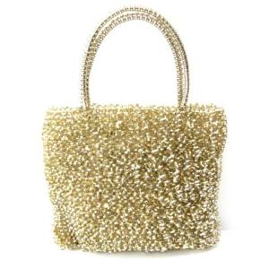 ANTEPRIMA ワイヤーバッグ ハンドバッグ  ミニ ハート ビジュー チャーム付き ゴールド