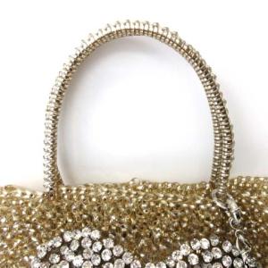 ANTEPRIMA ワイヤーバッグ ハンドバッグ  ミニ ハート ビジュー チャーム付き ゴールド