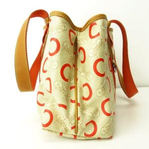 CELINE Cマカダム 馬車柄 トート ハンドバッグ PVC×レザー オレンジ ブラウン系 WY