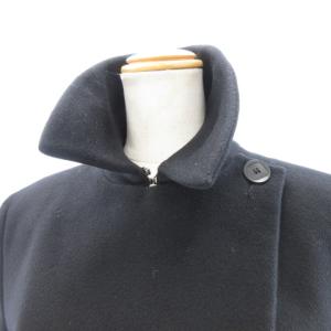 Max Mara 美品 銀タグ コート ジャケット ヴァージンウール ミディ丈 比翼 黒 ブラック 38 M IBO35