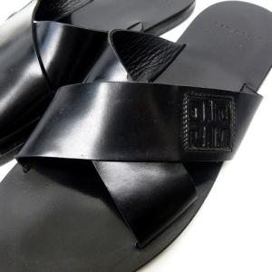 GIVENCHY 4Gロゴ フラット サンダル クロス レザー ブラック 42 27cm相当 IBO35
