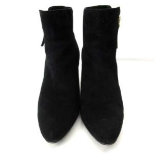 PELLICO ショートブーツ ブーティ スウェード レザー サイドジップ ゴールド金具 黒 ブラック 36 1