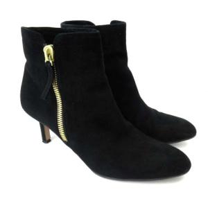 PELLICO ショートブーツ ブーティ スウェード レザー サイドジップ ゴールド金具 黒 ブラック 36 1