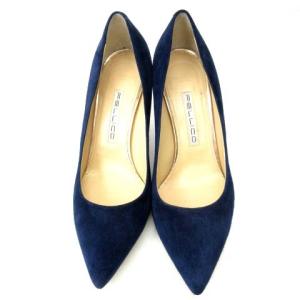 PELLICO パンプス ポインテッドトゥ スウェード レザー フォーマル 7.5cmヒール 紺 ネイビー 36.5 23.5cm IBO35