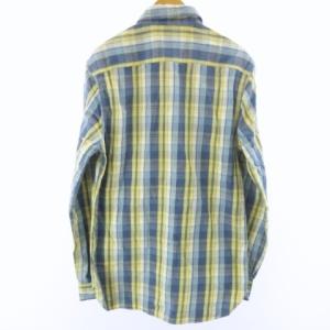 RRL フランネルシャツ ワークシャツ チェック コットン 長袖 青 黄 ブルー イエロー 系 S IBO35