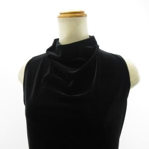 PAULE KA 美品 セットアップ ベロア ノースリーブ カットソー パンツ 上下 フォーマル 黒 ブラック 38 M IBO35