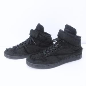 DOLCE&GABBANA ムートン スニーカー シューズ ハイカット 黒 ブラック 8 約27cm IBO35