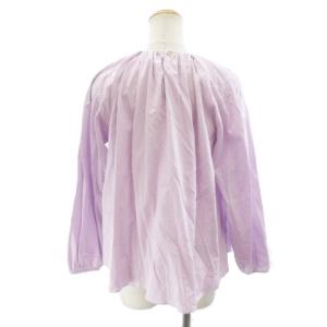 Drawer 近年モデル ブラウス コットン シルク混 ギャザー 長袖 ピンク 系 36 約S IBO35