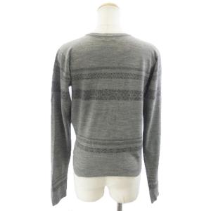 MARGARET HOWELL ニットカットソー セーター ウール ネイティブ柄 クルーネック 長袖 灰 グレー IBO35