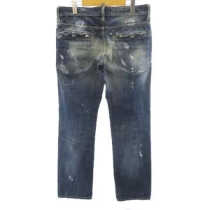 DSQUARED2 ダメージ加工 デニムパンツ ジーンズ ペイント加工 クラッシュ インディゴブルー 48 約M IBO35