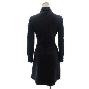 PRADA ドッキングシャツワンピース ナイロン 切替 ストレッチ ベルト付 長袖 紺 ネイビー 42 約L