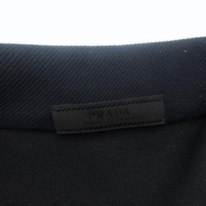PRADA ドッキングシャツワンピース ナイロン 切替 ストレッチ ベルト付 長袖 紺 ネイビー 42 約L