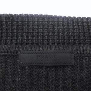 PRADA リブニットカーディガン ジャケット ウール ダブル ベルト付 灰 グレー 系 38 約S