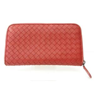 BOTTEGA VENETA イントレチャート 長財布 ウォレット ラウンドファスナー レザー レッド WY