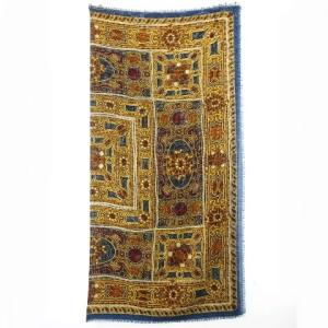 CHANEL シルク カシミヤ ココマーク ジュエリー 総柄 大判 スカーフ ストール ショール マルチカラー