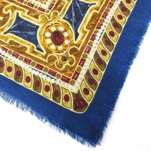 CHANEL シルク カシミヤ ココマーク ジュエリー 総柄 大判 スカーフ ストール ショール マルチカラー