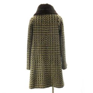 ETRO MILANO ツイード コート Aライン ベロア 刺繍 ダブル 40 ブラウン