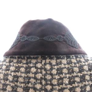 ETRO MILANO ツイード コート Aライン ベロア 刺繍 ダブル 40 ブラウン