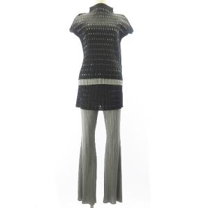 セットアップ ドット柄 レイヤード カットソー パンツ 3 グレー