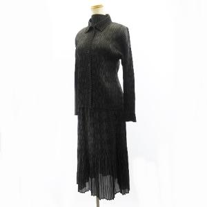 ウェーブプリント ロング ワンピース ジャケット カットソー グレー 3