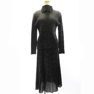 PLEATS PLEASE ISSEY MIYAKE ウェーブプリント ロング ワンピース ジャケット カットソー グレー 3