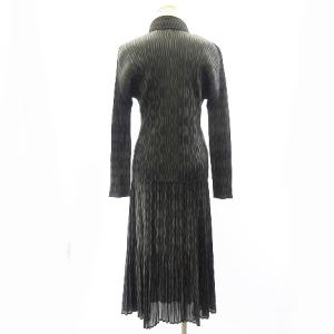 PLEATS PLEASE ISSEY MIYAKE ウェーブプリント ロング ワンピース ジャケット カットソー グレー 3