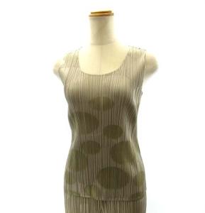 PLEATS PLEASE ISSEY MIYAKE セットアップ ノースリーブ カットソー パンツ ドット 3 ベージュ