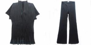 カットワークレースセットアップ カットソー パンツ 3 紺