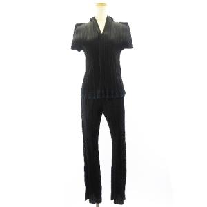 PLEATS PLEASE ISSEY MIYAKE カットワークレースセットアップ カットソー パンツ 3 紺