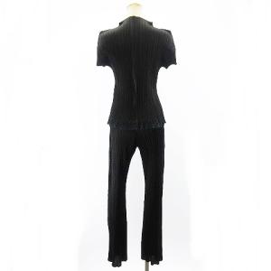 PLEATS PLEASE ISSEY MIYAKE カットワークレースセットアップ カットソー パンツ 3 紺