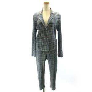 セットアップ プリーツ ジャケット パンツ 総柄 4 ブルー パープル