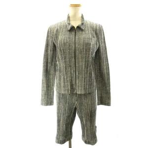 セットアップ ジャケット ジップ ショートパンツ キュロット 千鳥格子柄 3 グレー ホワイト