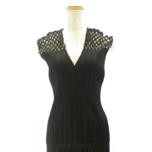 PLEATS PLEASE ISSEY MIYAKE セットアップ フリンジ ノースリーブカットソー パンツ メッシュ 3 黒