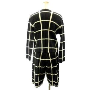 PLEATS PLEASE ISSEY MIYAKE セットアップ ジャケット スクエアカラー ショートパンツ チェック ブラック L-LL