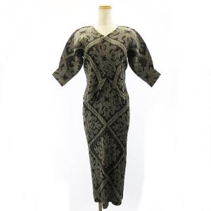 PLEATS PLEASE ISSEY MIYAKE 09SS デニム転写 ハワイアンキルトワンピース カーディガン 2点 3 グレー