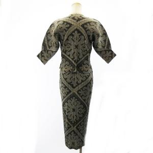 PLEATS PLEASE ISSEY MIYAKE 09SS デニム転写 ハワイアンキルトワンピース カーディガン 2点 3 グレー