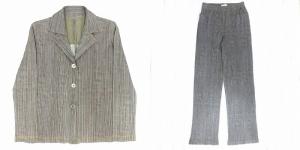 コットン ミックス デニム 転写 セットアップ ジャケット パンツ 2点 セット グレー系 3