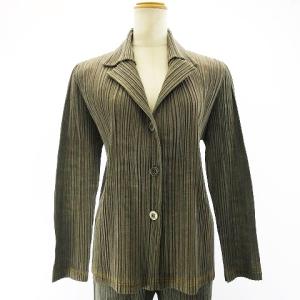 PLEATS PLEASE ISSEY MIYAKE コットン ミックス デニム 転写 セットアップ ジャケット パンツ 2点 セット グレー系 3