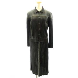 09SS セットアップ デニム 転写 プリント シャツ ジャケット スカート 黒 ブラック 3-4